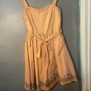 Knitted Dove ModCloth Orange Gingham Bicycle Dress